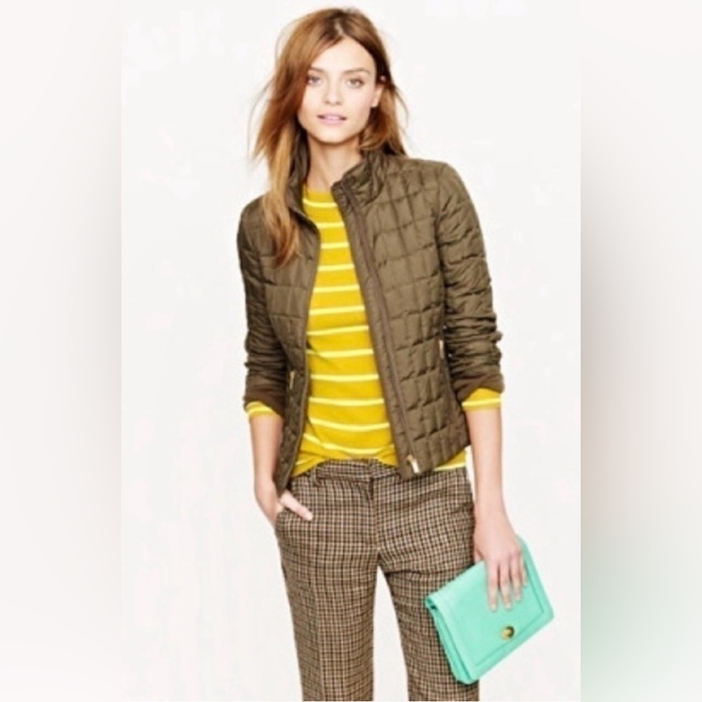 J.Crew Olive Green down-filled quilted puffer jacket Small - Picture 13 of 13